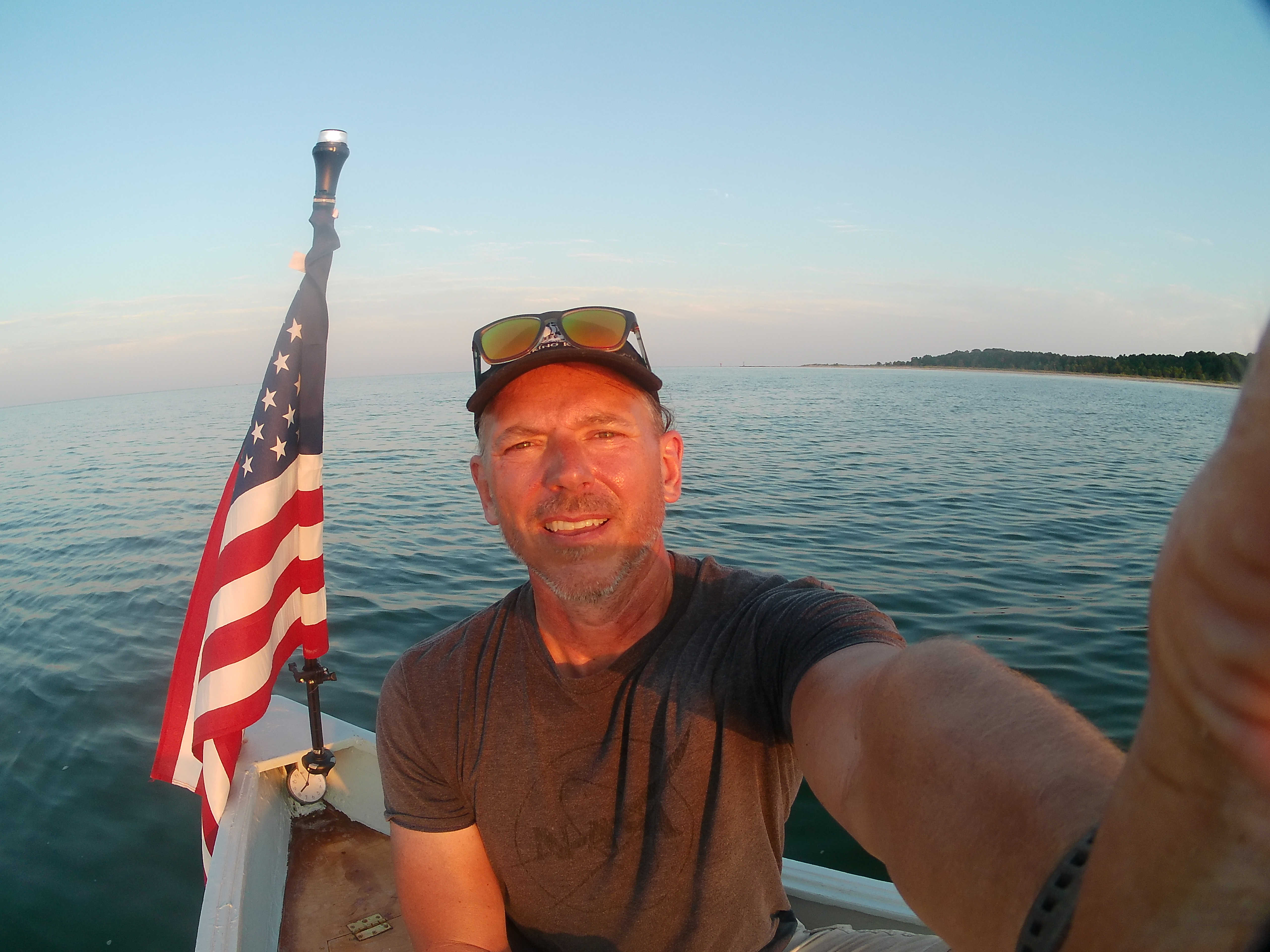 Potomac Challenge - Approaching Smith Point Marina.  Little Wicomico River Inlet in background.